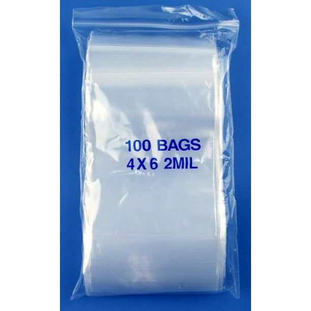 Clear Poly Zipper Bags 4 Mil Reclosable Ziplock Storage Plastic Bag for Jewelry 4x 4, Pack of 100 Candy.by OBUY 